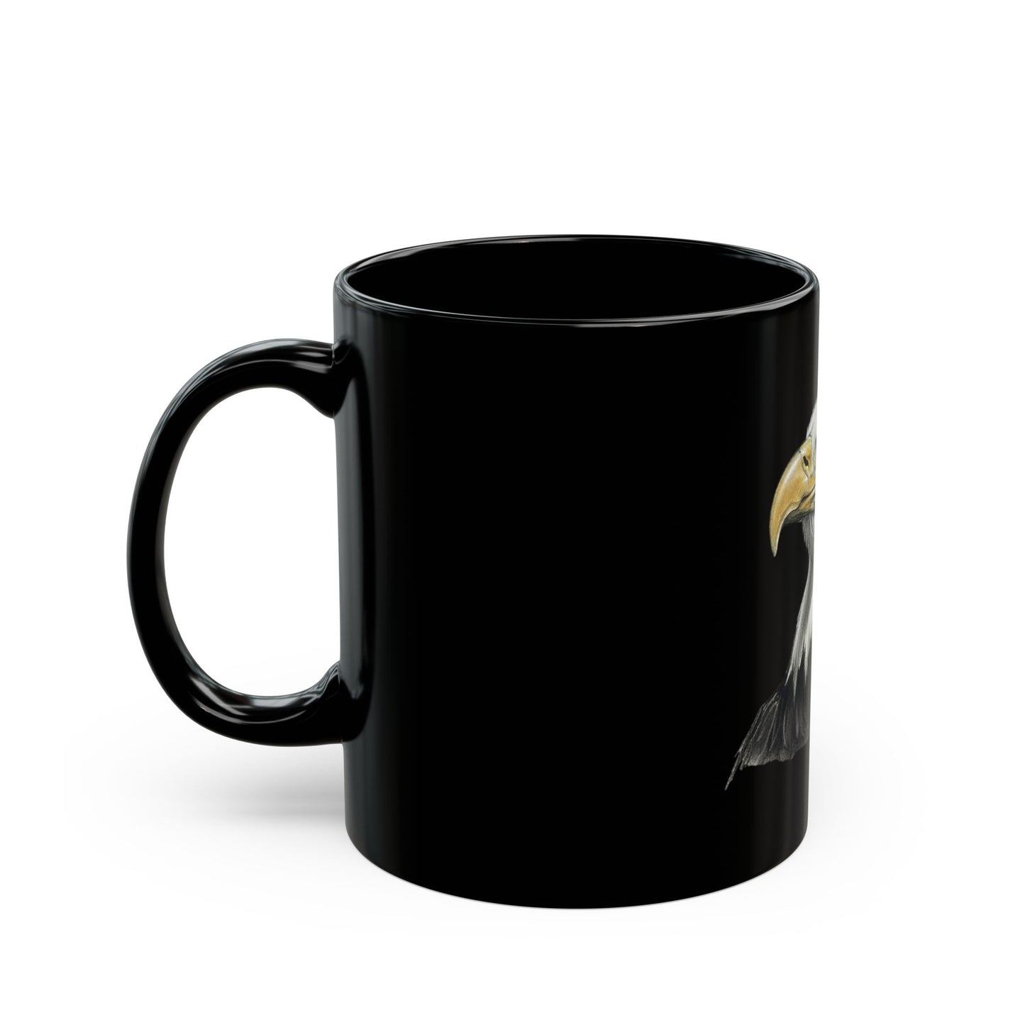 Bald Eagle Portrait Mug — Black Ceramic Coffee Cup (11oz/15oz)