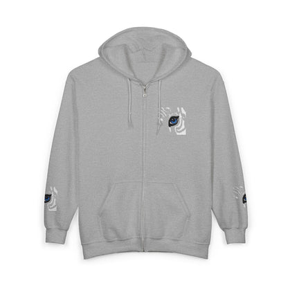 Zebra Eye Zip Hoodie — Minimal Animal Print Full-Zip Sweatshirt
