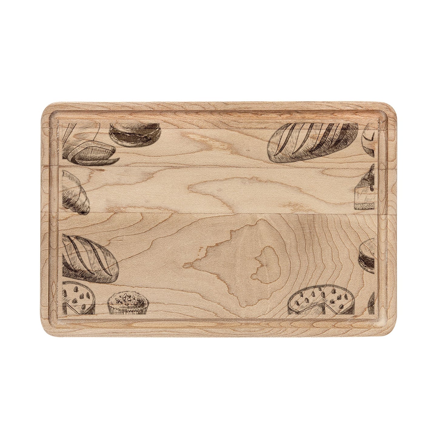 Engraved Baker's Cutting Board — Rustic Bread & Pastry Design