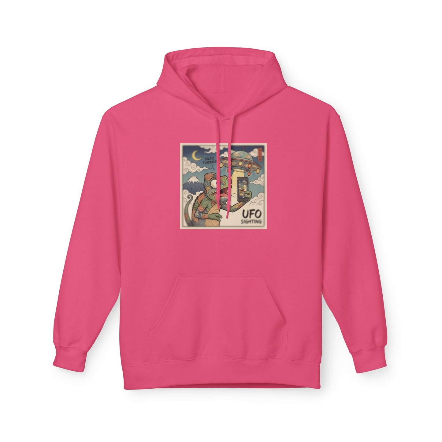 UFO Surfing Hoodie — Retro Alien Surfing Graphic Pullover