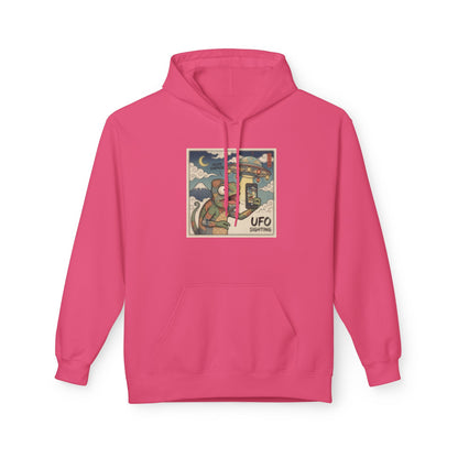 UFO Surfing Hoodie — Retro Alien Surfing Graphic Pullover