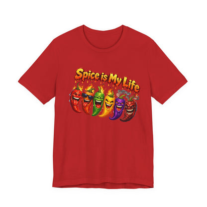 Spice Is My Life chili peppers T-Shirt | Colorful Hot Sauce Graphic