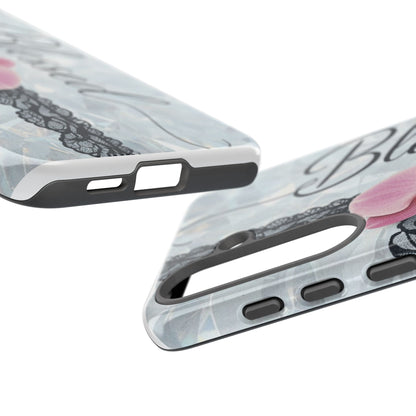 Blessed Pink Orchid Tough Phone Case — Floral Lace Protective Cover