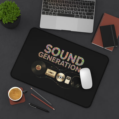 Sound Generations Desk Mat — Retro Vinyl, Cassette & Headphones Mousepad