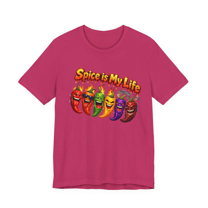 Spice Is My Life chili peppers T-Shirt | Colorful Hot Sauce Graphic