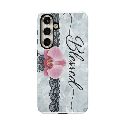 Blessed Pink Orchid Tough Phone Case — Floral Lace Protective Cover