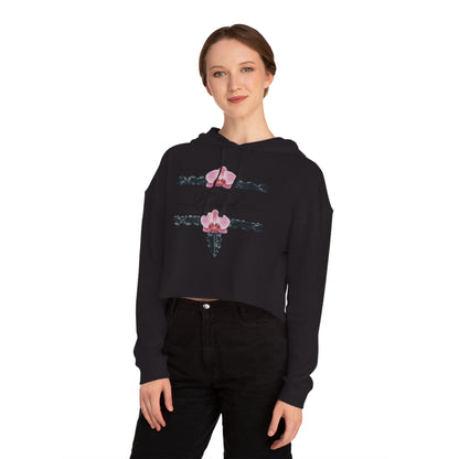 Blessed Floral Cropped Hoodie — Women’s Pink Orchid Hooded Sweatshirt