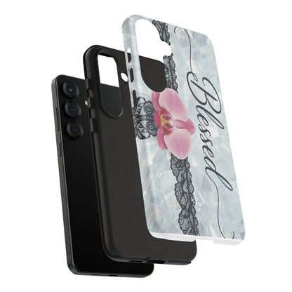 Blessed Pink Orchid Tough Phone Case — Floral Lace Protective Cover