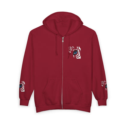 Zebra Eye Zip Hoodie — Minimal Animal Print Full-Zip Sweatshirt