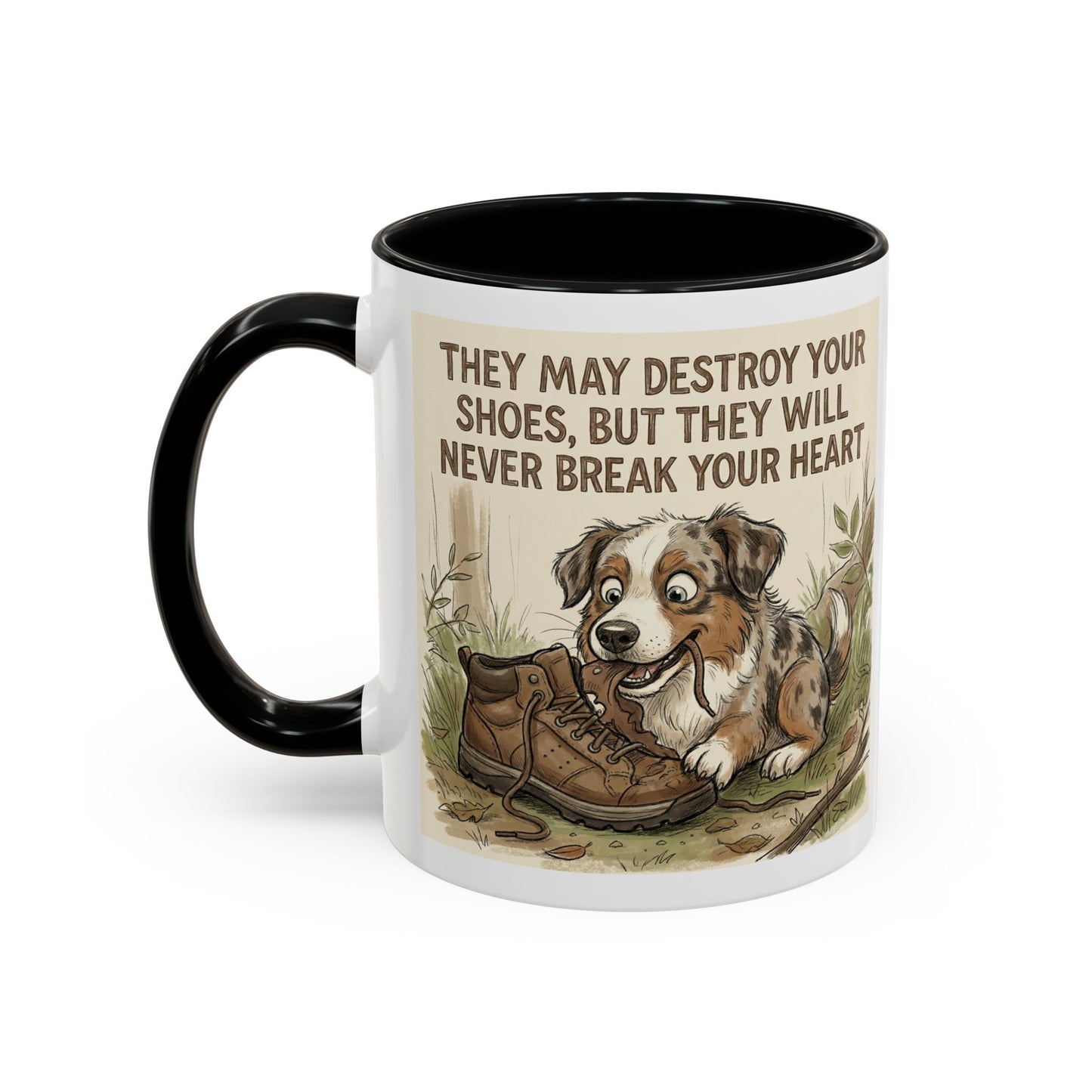 Dogwalk Paw Star Accent Coffee Mug — Cute Vintage Dog Illustration, Perfect Gift for Dog Lovers (11/15 oz)