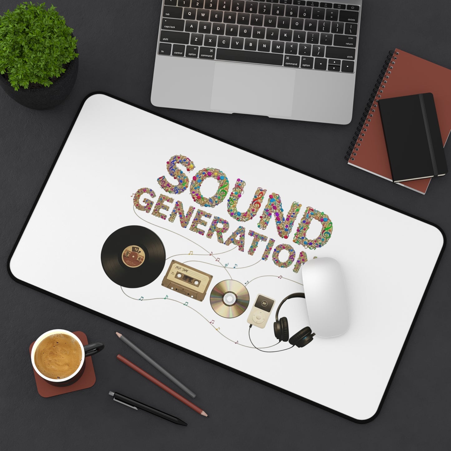 Desk Mat — "Sound Generations" Retro Music Gear Gaming/Work Desk Pad