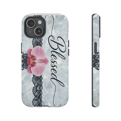 Blessed Pink Orchid Tough Phone Case — Floral Lace Protective Cover