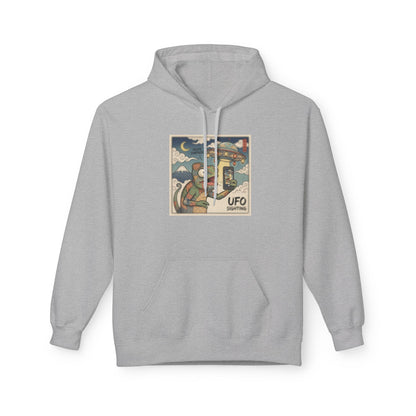 UFO Surfing Hoodie — Retro Alien Surfing Graphic Pullover