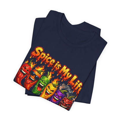 Spice Is My Life chili peppers T-Shirt | Colorful Hot Sauce Graphic