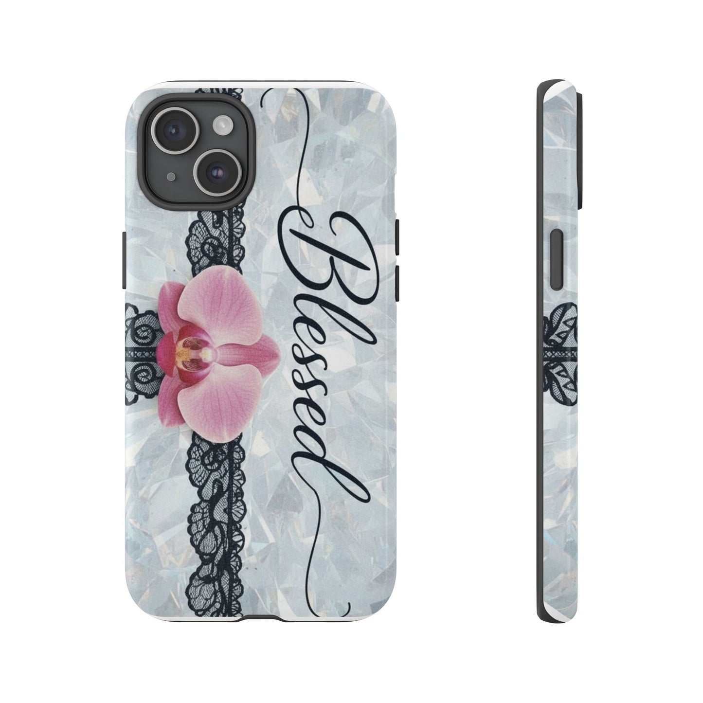 Blessed Pink Orchid Tough Phone Case — Floral Lace Protective Cover