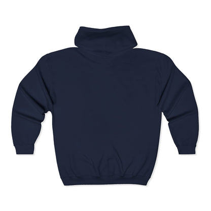 Zebra Eye Zip Hoodie — Black Minimalist Animal Print Full-Zip Sweatshirt