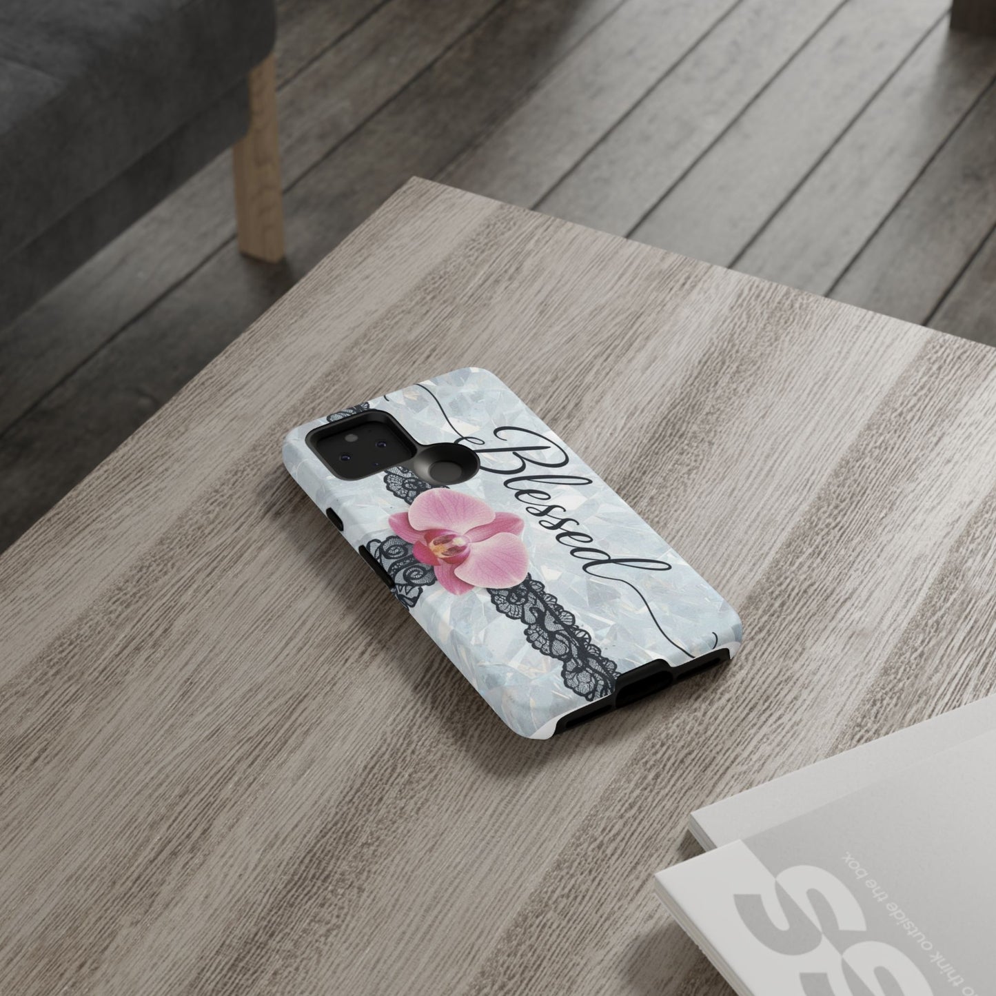 Blessed Pink Orchid Tough Phone Case — Floral Lace Protective Cover