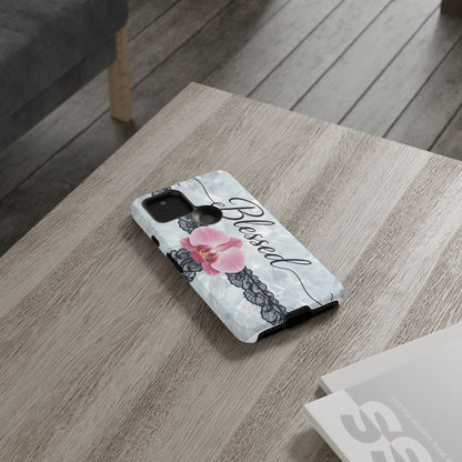 Blessed Pink Orchid Tough Phone Case — Floral Lace Protective Cover