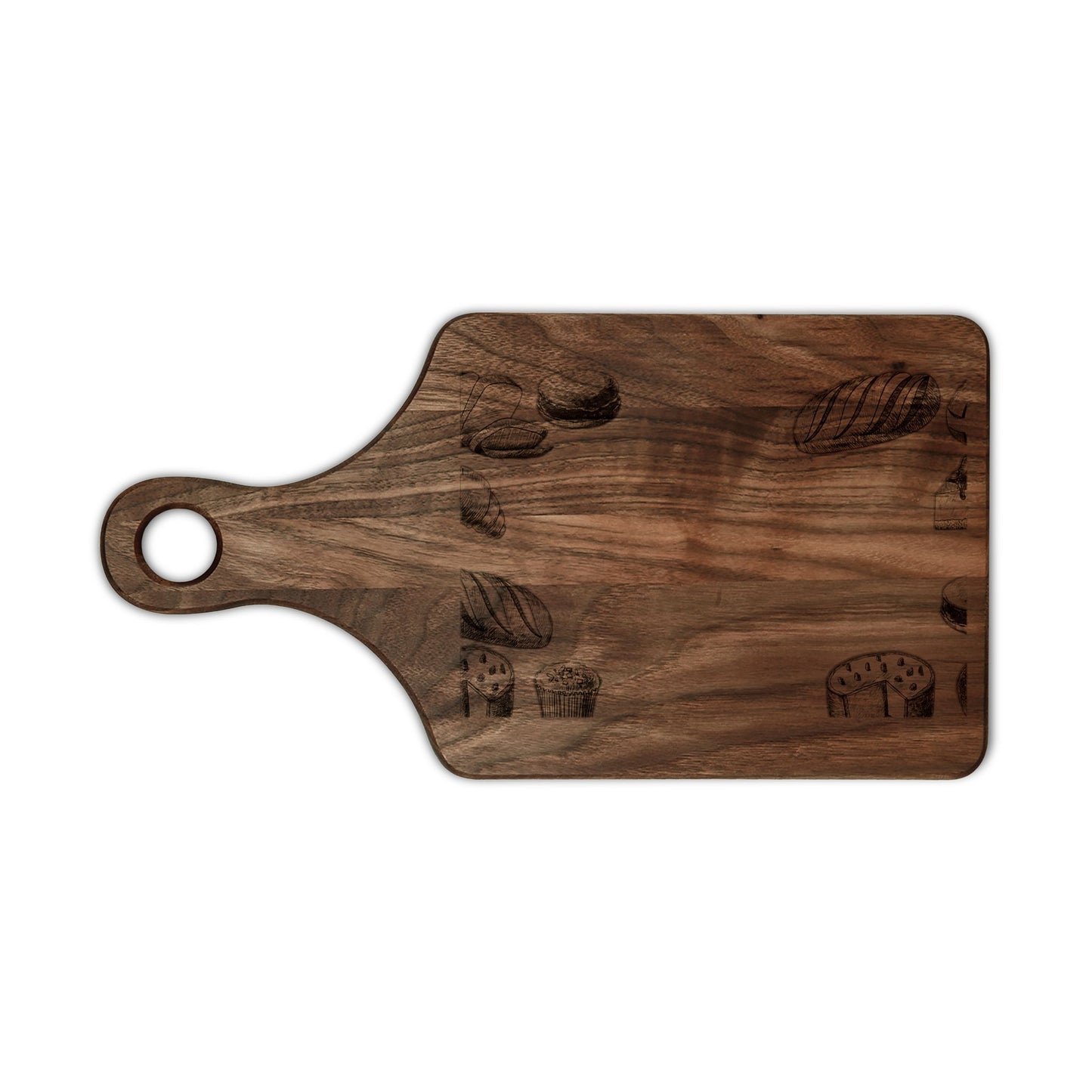 Engraved Baker's Cutting Board — Rustic Bread & Pastry Design
