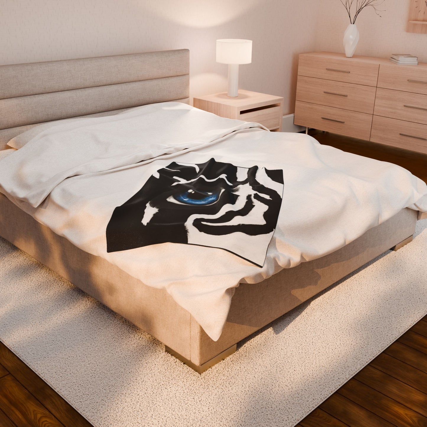 Blue Eye Zebra Velveteen Plush Blanket