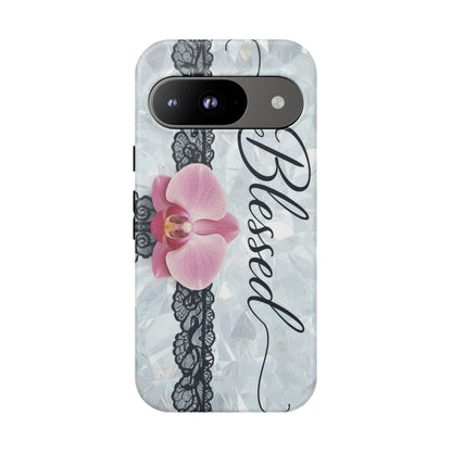 Blessed Pink Orchid Tough Phone Case — Floral Lace Protective Cover
