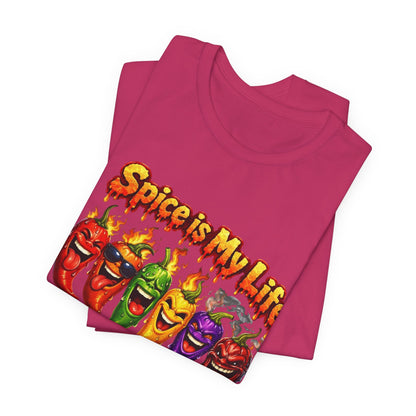 Spice Is My Life chili peppers T-Shirt | Colorful Hot Sauce Graphic