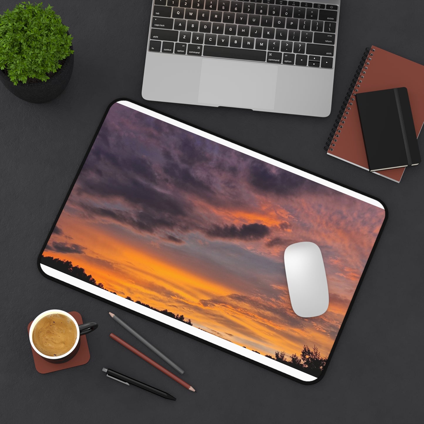 Sunset Sky Desk Mat — Vibrant Orange & Purple Desktop Mouse Pad
