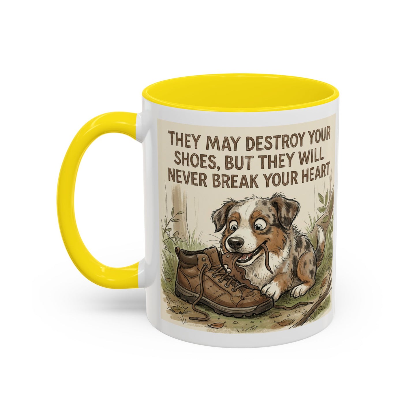 Dogwalk Paw Star Accent Coffee Mug — Cute Vintage Dog Illustration, Perfect Gift for Dog Lovers (11/15 oz)
