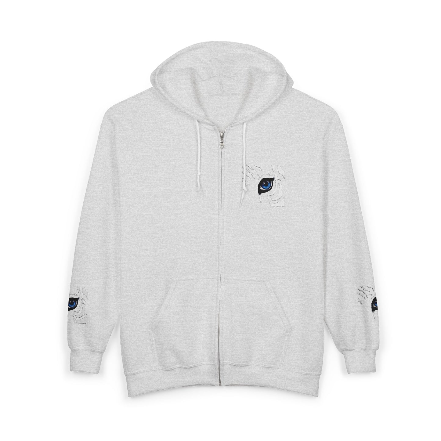 Zebra Eye Zip Hoodie — Minimal Animal Print Full-Zip Sweatshirt