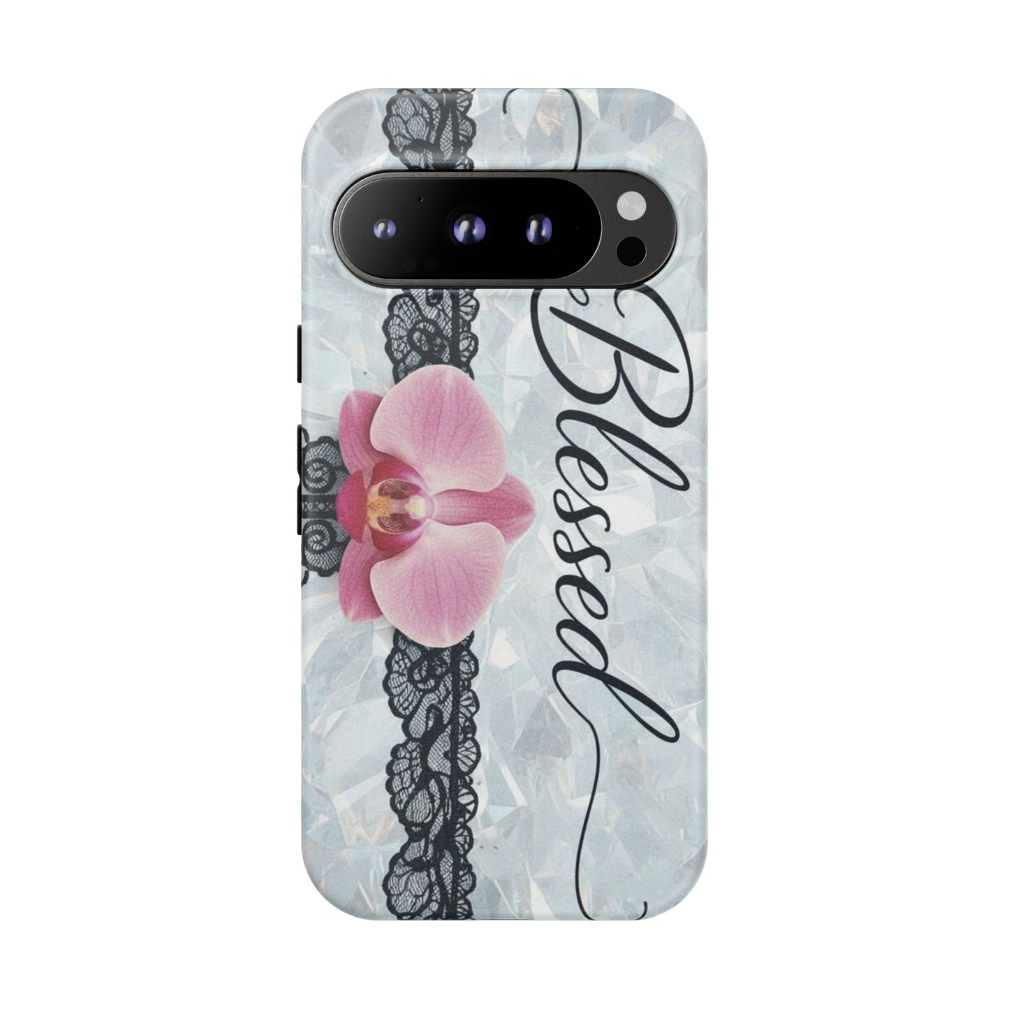 Blessed Pink Orchid Tough Phone Case — Floral Lace Protective Cover