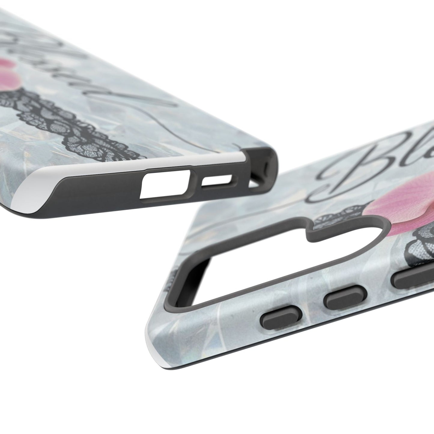 Blessed Pink Orchid Tough Phone Case — Floral Lace Protective Cover
