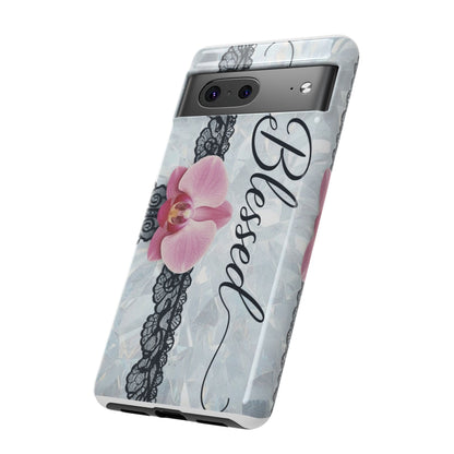 Blessed Pink Orchid Tough Phone Case — Floral Lace Protective Cover