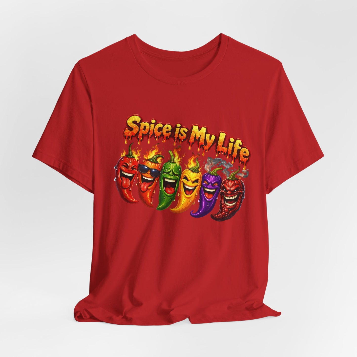 Spice Is My Life chili peppers T-Shirt | Colorful Hot Sauce Graphic