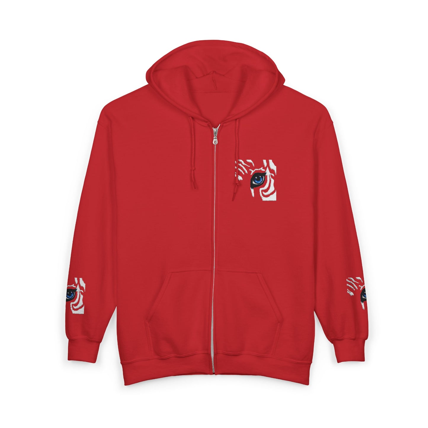 Zebra Eye Zip Hoodie — Minimal Animal Print Full-Zip Sweatshirt