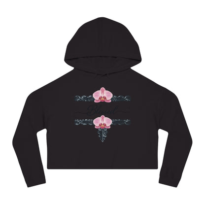 Blessed Floral Cropped Hoodie — Women’s Pink Orchid Hooded Sweatshirt