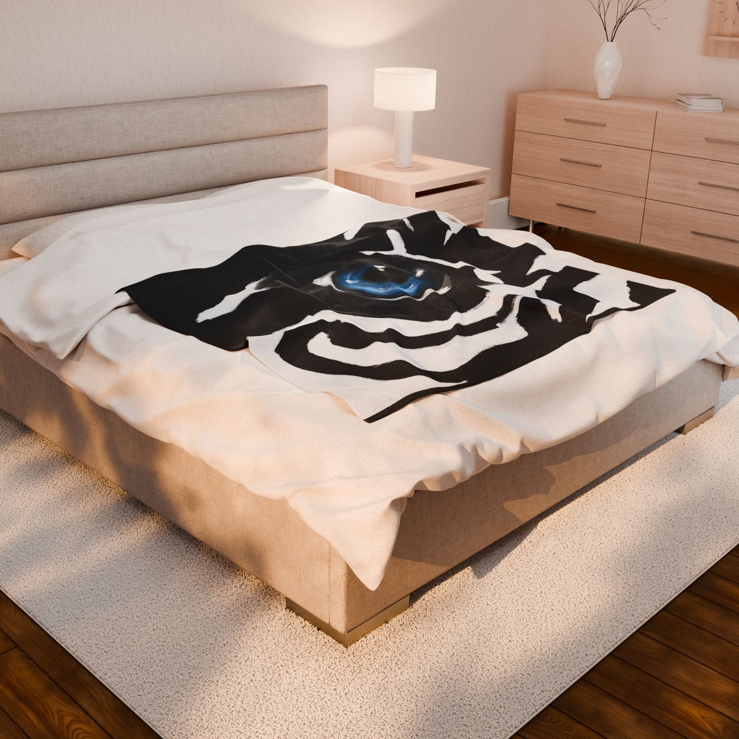 Blue Eye Zebra Velveteen Plush Blanket