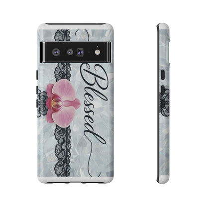 Blessed Pink Orchid Tough Phone Case — Floral Lace Protective Cover