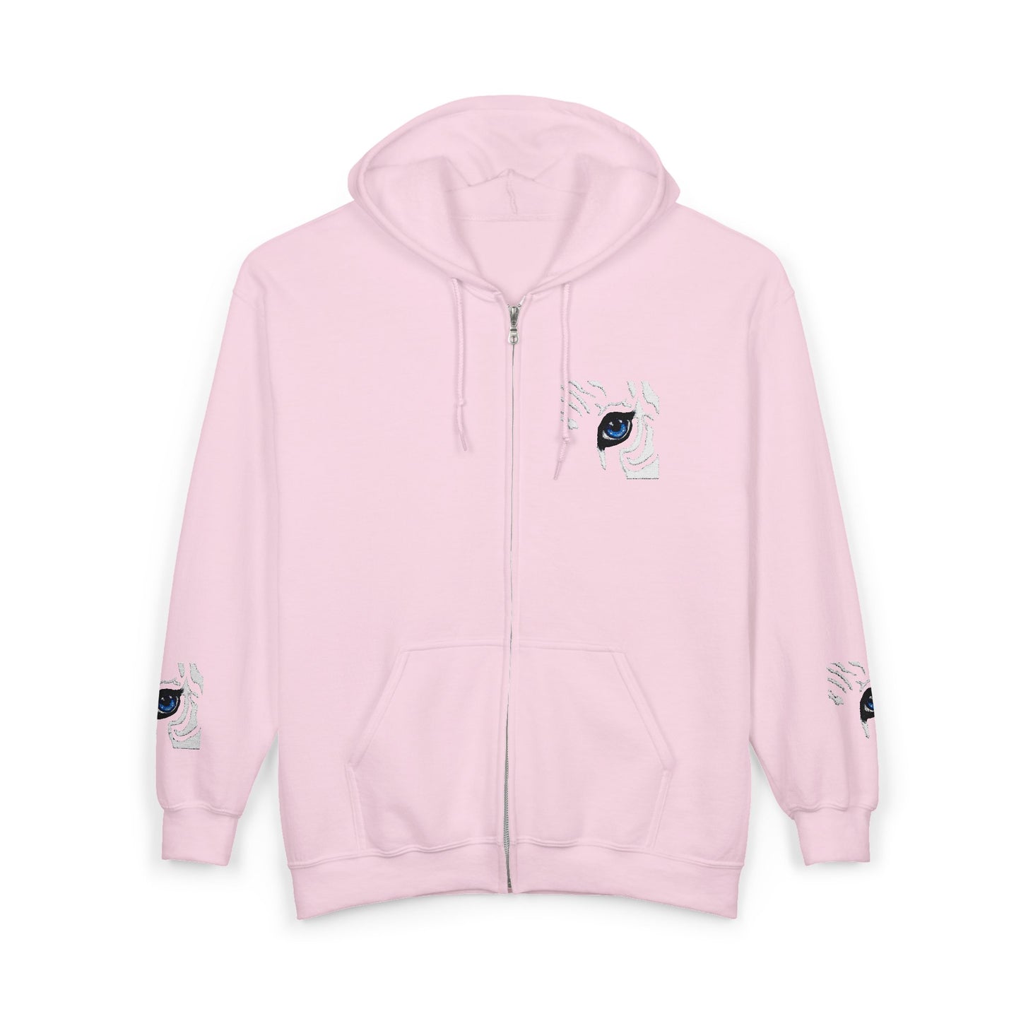 Zebra Eye Zip Hoodie — Minimal Animal Print Full-Zip Sweatshirt