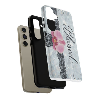 Blessed Pink Orchid Tough Phone Case — Floral Lace Protective Cover