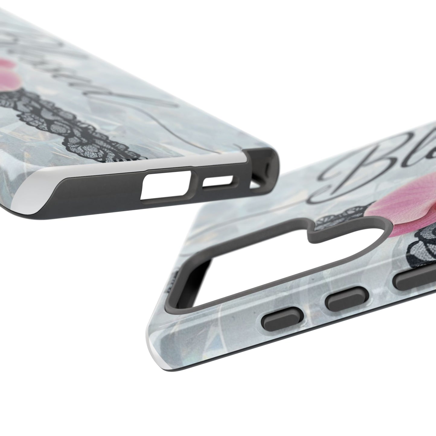 Blessed Pink Orchid Tough Phone Case — Floral Lace Protective Cover