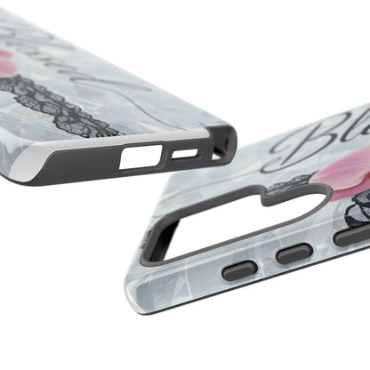 Blessed Pink Orchid Tough Phone Case — Floral Lace Protective Cover