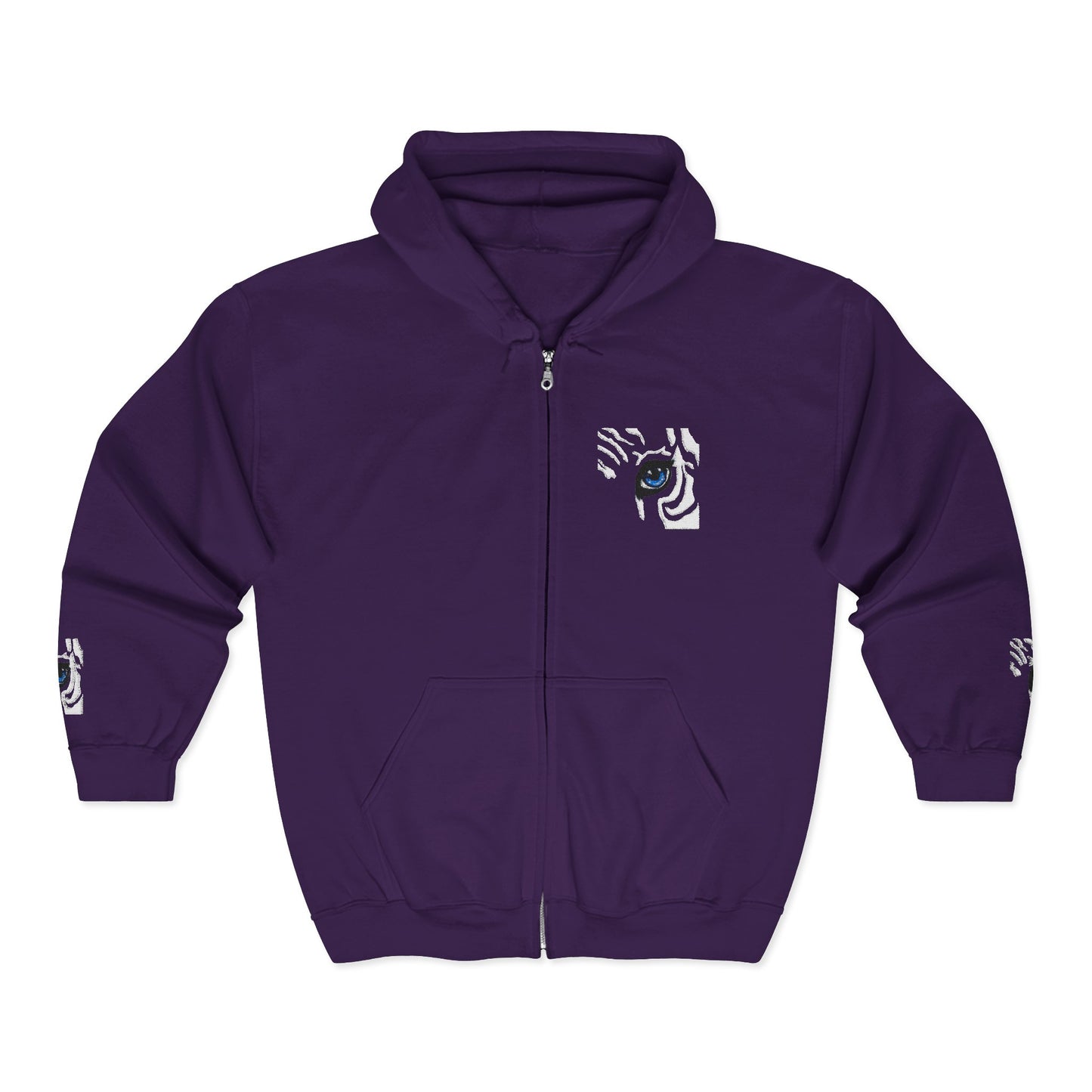 Zebra Eye Zip Hoodie — Minimal Animal Print Full-Zip Sweatshirt