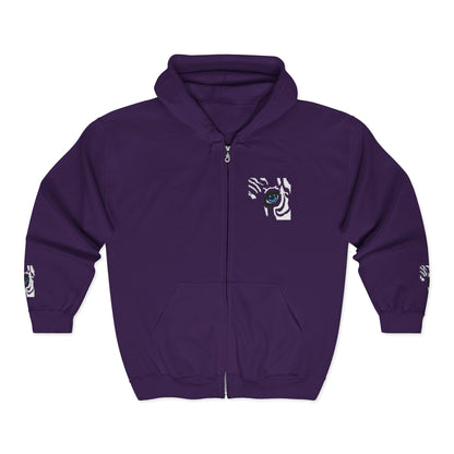 Zebra Eye Zip Hoodie — Minimal Animal Print Full-Zip Sweatshirt