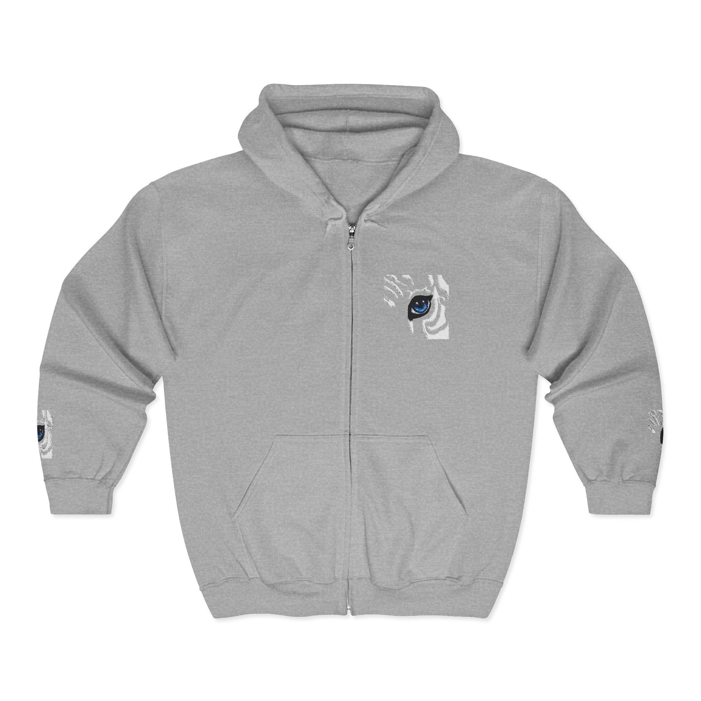 Zebra Eye Zip Hoodie — Minimal Animal Print Full-Zip Sweatshirt