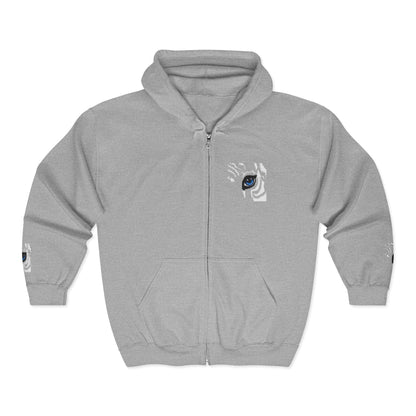 Zebra Eye Zip Hoodie — Minimal Animal Print Full-Zip Sweatshirt
