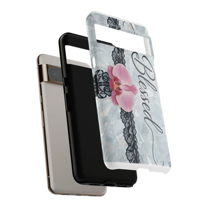 Blessed Pink Orchid Tough Phone Case — Floral Lace Protective Cover