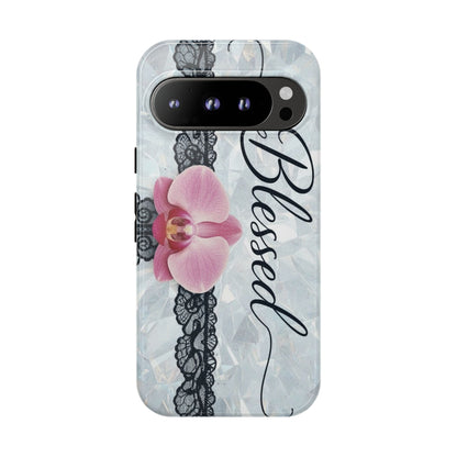 Blessed Pink Orchid Tough Phone Case — Floral Lace Protective Cover