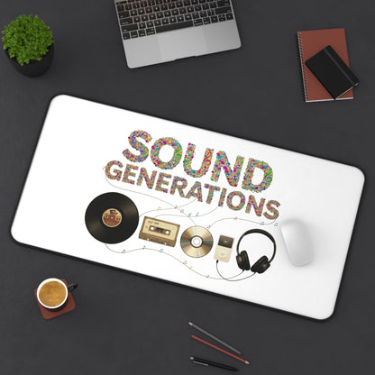 Desk Mat — "Sound Generations" Retro Music Gear Gaming/Work Desk Pad