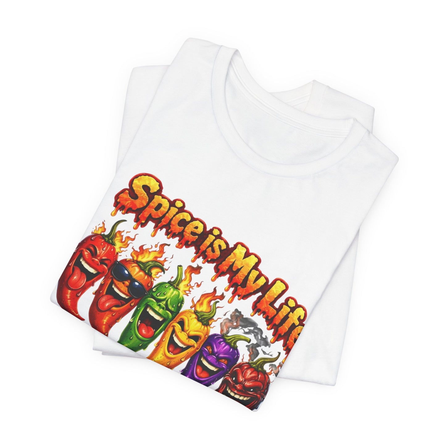 Spice Is My Life chili peppers T-Shirt | Colorful Hot Sauce Graphic