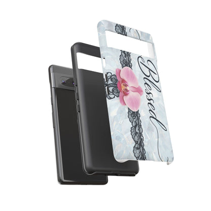 Blessed Pink Orchid Tough Phone Case — Floral Lace Protective Cover